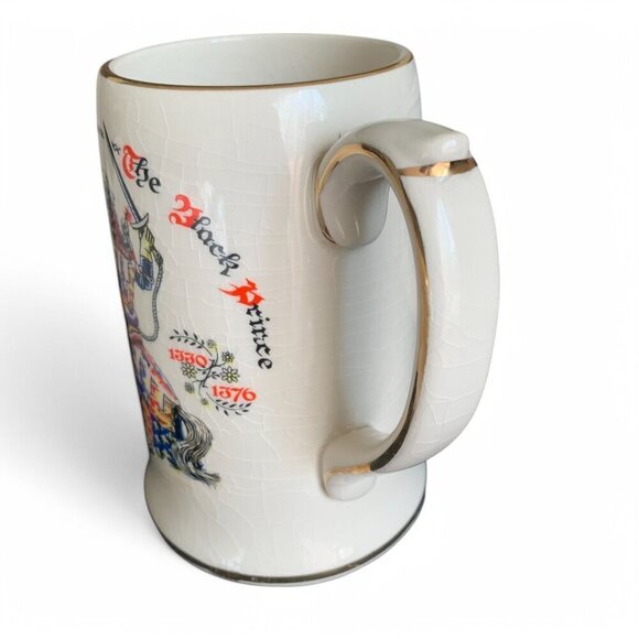 Edward Prince Of Wales 1950's Ceramic Tankard RWL London Gold Trim Crackle Glaze - Picture 2 of 7